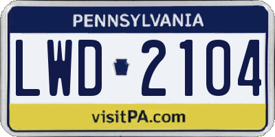 PA license plate LWD2104