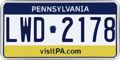 PA license plate LWD2178