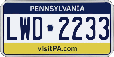 PA license plate LWD2233