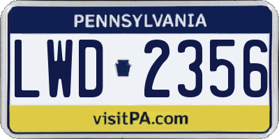 PA license plate LWD2356