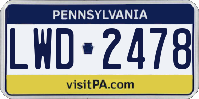 PA license plate LWD2478