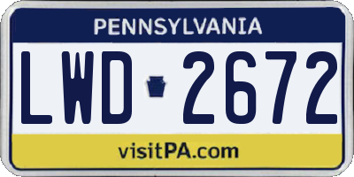 PA license plate LWD2672