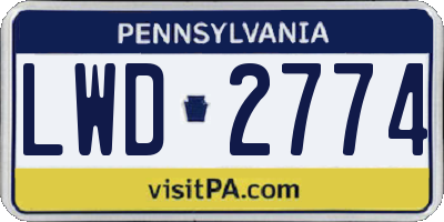 PA license plate LWD2774