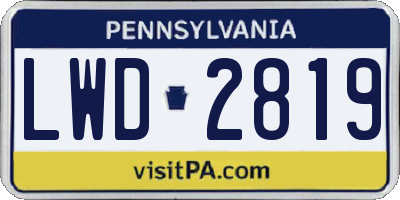 PA license plate LWD2819