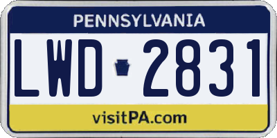 PA license plate LWD2831