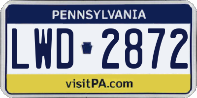 PA license plate LWD2872