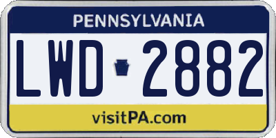 PA license plate LWD2882