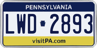 PA license plate LWD2893