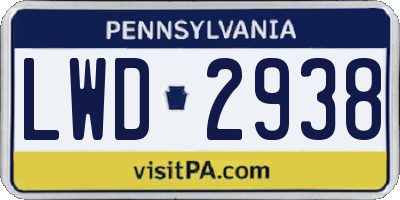 PA license plate LWD2938