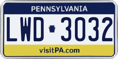 PA license plate LWD3032