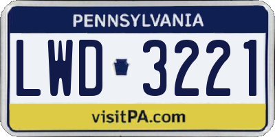 PA license plate LWD3221