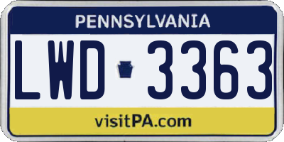 PA license plate LWD3363