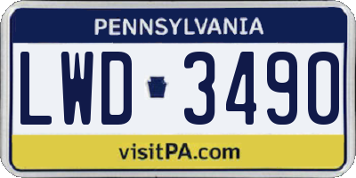 PA license plate LWD3490