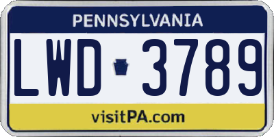 PA license plate LWD3789