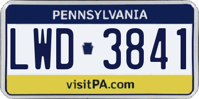 PA license plate LWD3841