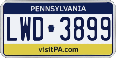 PA license plate LWD3899