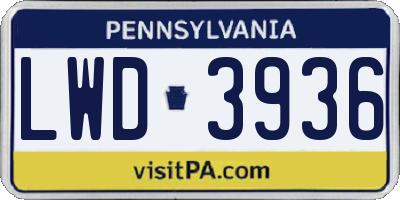 PA license plate LWD3936