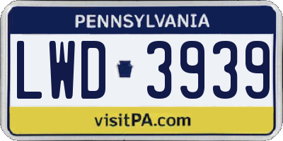 PA license plate LWD3939