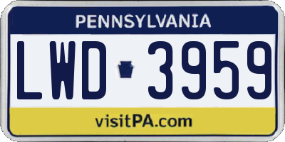 PA license plate LWD3959