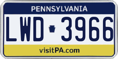 PA license plate LWD3966