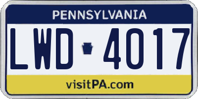 PA license plate LWD4017