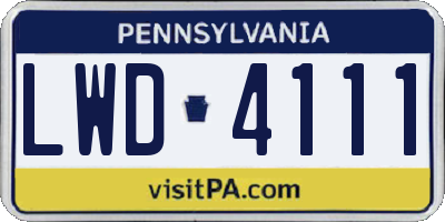 PA license plate LWD4111