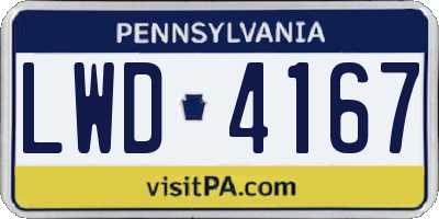 PA license plate LWD4167