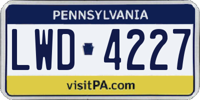 PA license plate LWD4227