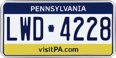 PA license plate LWD4228