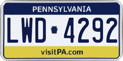 PA license plate LWD4292