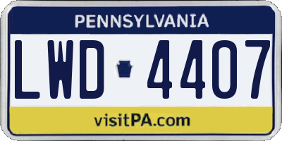 PA license plate LWD4407