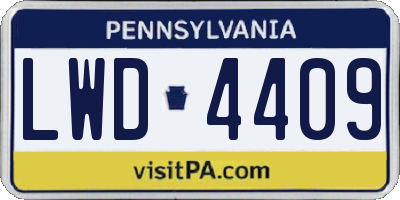 PA license plate LWD4409