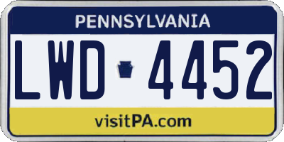 PA license plate LWD4452