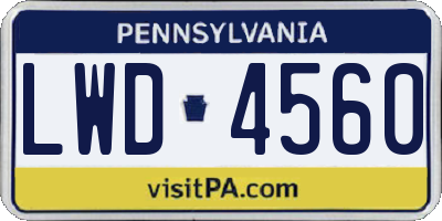 PA license plate LWD4560