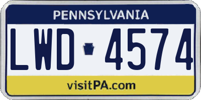 PA license plate LWD4574