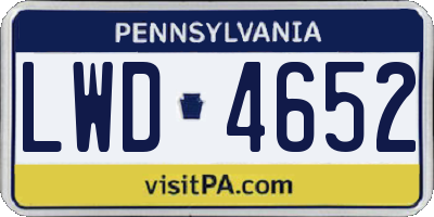 PA license plate LWD4652