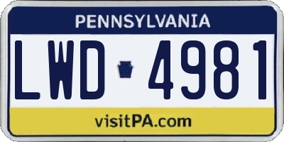 PA license plate LWD4981
