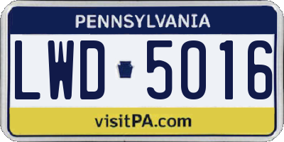 PA license plate LWD5016