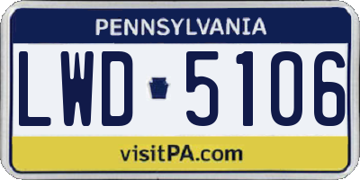PA license plate LWD5106