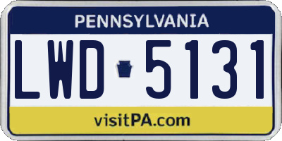 PA license plate LWD5131