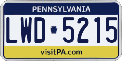 PA license plate LWD5215