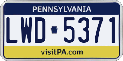PA license plate LWD5371