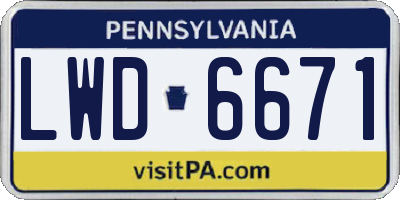 PA license plate LWD6671