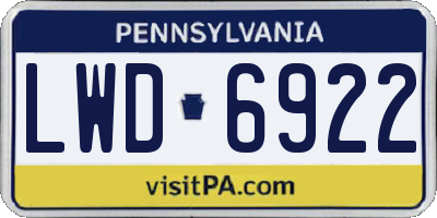 PA license plate LWD6922