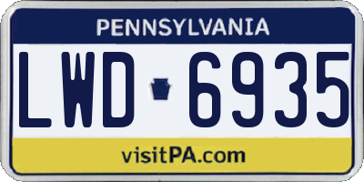 PA license plate LWD6935