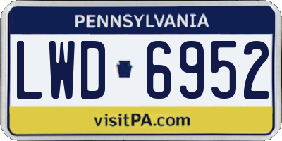 PA license plate LWD6952