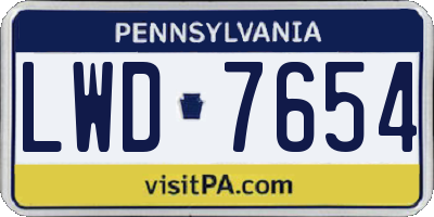 PA license plate LWD7654