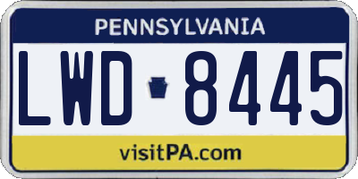 PA license plate LWD8445