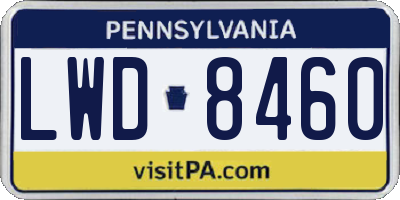 PA license plate LWD8460