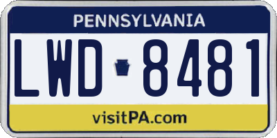 PA license plate LWD8481